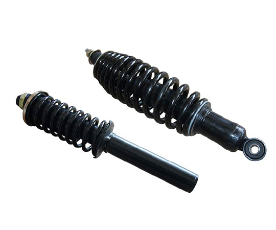 Helical spring with hydraulic shock absorber